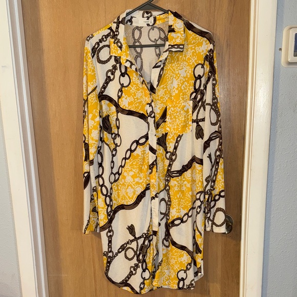 Timing Tops - Timing Chain Print Shirt Dress/Tunic